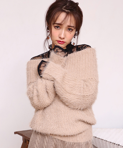 one after another NICE CLAUP(ワンアフターアナザーナイスクラップ)の「きらきらフェザーニットプルオーバー(ニット/セーター・レディース・ベージュ/アイボリー/グレー系その他/イエロー系その他・FREE)」の10枚目の写真