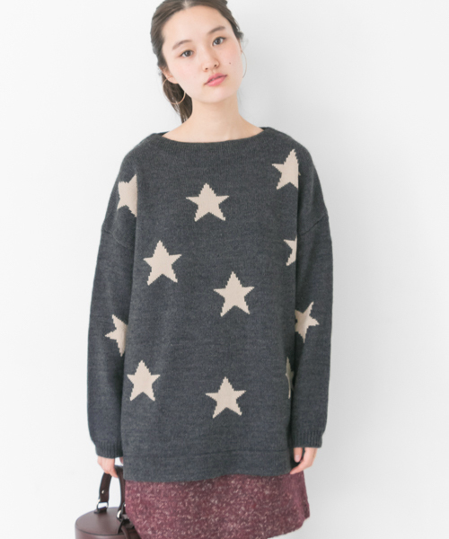 URBAN RESEARCH(アーバンリサーチ)の「【WEB限定】スターモチーフニット(ニット/セーター・レディース・グレー/ベージュ・FREE)」の3枚目の写真