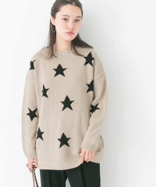 URBAN RESEARCH(アーバンリサーチ)の「【WEB限定】スターモチーフニット(ニット/セーター・レディース・グレー/ベージュ・FREE)」の6枚目の写真