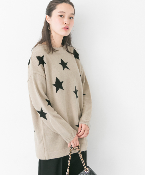 URBAN RESEARCH(アーバンリサーチ)の「【WEB限定】スターモチーフニット(ニット/セーター・レディース・グレー/ベージュ・FREE)」の10枚目の写真