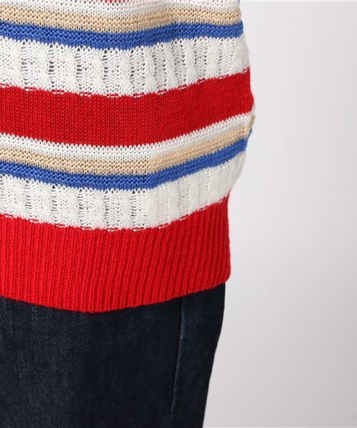 PUNYUS(プニュズ)の「ランダムボーダーニット(ニット/セーター・レディース・レッド/ピンク/オレンジ・1/2/4/3)」の8枚目の写真