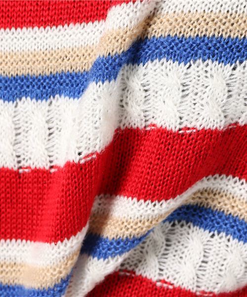 PUNYUS(プニュズ)の「ランダムボーダーニット(ニット/セーター・レディース・レッド/ピンク/オレンジ・1/2/4/3)」の9枚目の写真