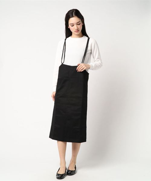 STYLEBLOCK（スタイルブロック）の「綿ツイルバッククロスキャミハイウエストジャンパースカート（スカート・レディース・ベージュ/カーキ/イエロー/ブラック・M）」の2枚目の写真