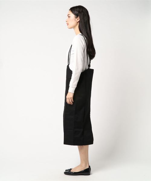 STYLEBLOCK（スタイルブロック）の「綿ツイルバッククロスキャミハイウエストジャンパースカート（スカート・レディース・ベージュ/カーキ/イエロー/ブラック・M）」の5枚目の写真