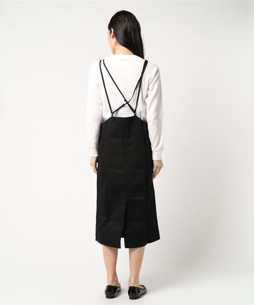 STYLEBLOCK（スタイルブロック）の「綿ツイルバッククロスキャミハイウエストジャンパースカート（スカート・レディース・ベージュ/カーキ/イエロー/ブラック・M）」の6枚目の写真