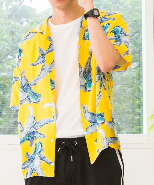 WEGO(ウィゴー)の「WEGO/総柄アロハシャツ(シャツ/ブラウス・メンズ・ピンク/ネイビー/サックスブルー/レッド/イエロー・MEDIUM/LARGE)」の3枚目の写真