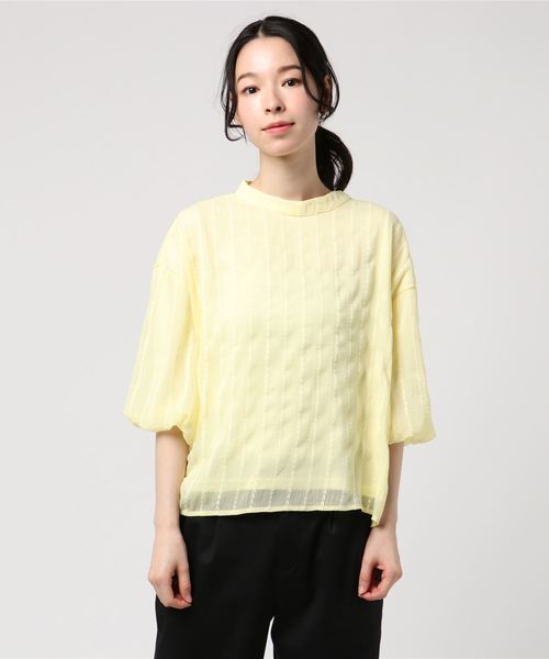 FREE'S MART（フリーズマート）の「刺繍ストライプバルーンスリーブブラウス（シャツ/ブラウス・レディース・ホワイト/グレー/イエロー・FREE）」の6枚目の写真