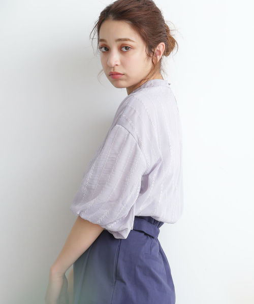 FREE'S MART（フリーズマート）の「刺繍ストライプバルーンスリーブブラウス（シャツ/ブラウス・レディース・ホワイト/グレー/イエロー・FREE）」の11枚目の写真