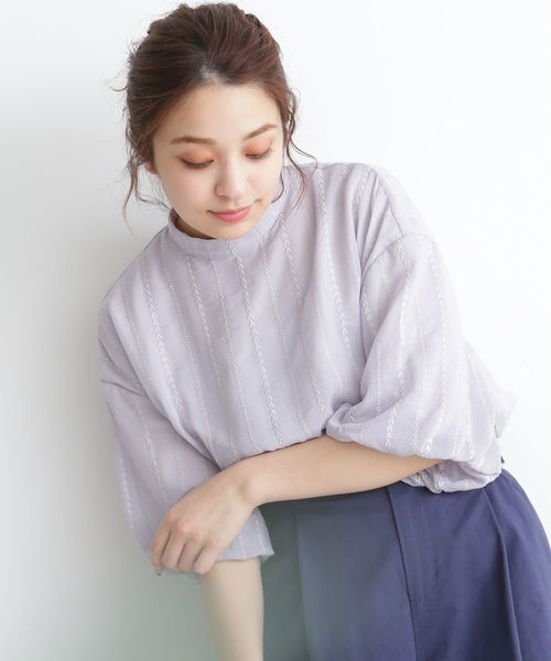 FREE'S MART（フリーズマート）の「刺繍ストライプバルーンスリーブブラウス（シャツ/ブラウス・レディース・ホワイト/グレー/イエロー・FREE）」の12枚目の写真