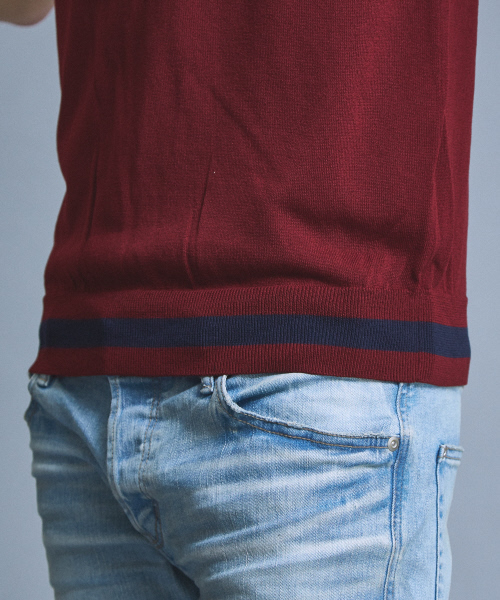 5351 POUR LES HOMMES（ゴーサンゴーイチプールオム）の「テンセルクレイドニットポロシャツ（ポロシャツ・メンズ・ネイビー/ブラック/ワインレッド・44/46/48）」の8枚目の写真