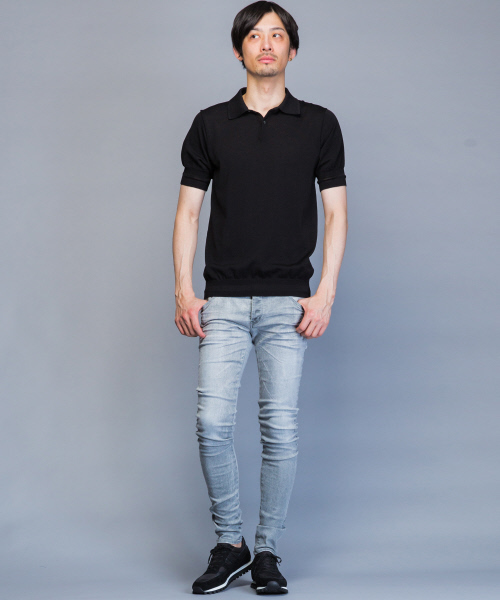 5351 POUR LES HOMMES（ゴーサンゴーイチプールオム）の「テンセルクレイドニットポロシャツ（ポロシャツ・メンズ・ネイビー/ブラック/ワインレッド・44/46/48）」の5枚目の写真