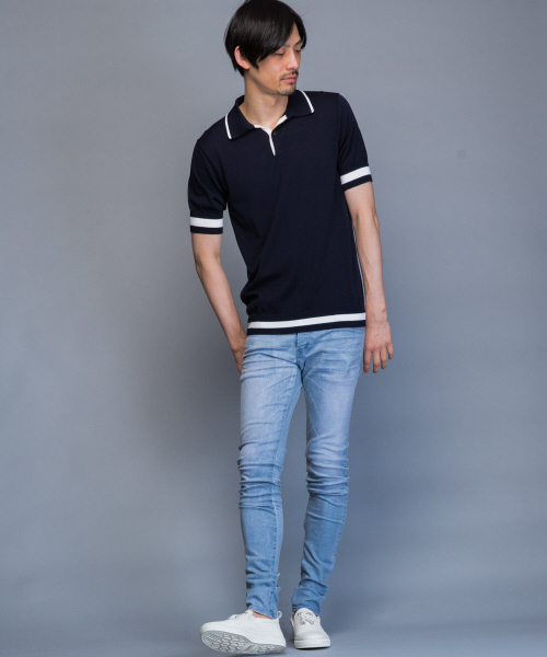 5351 POUR LES HOMMES（ゴーサンゴーイチプールオム）の「テンセルクレイドニットポロシャツ（ポロシャツ・メンズ・ネイビー/ブラック/ワインレッド・44/46/48）」の4枚目の写真