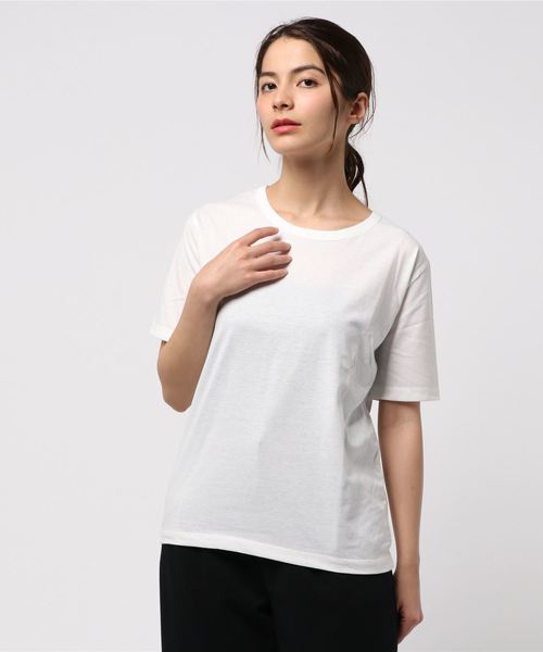 Samansa Mos2 blue（サマンサモスモスブルー）の「ドライ半袖Ｔシャツ（Tシャツ/カットソー・レディース・ブラック/パープル/グレー/オフホワイト/イエロー/ブルー・MEDIUM/LARGE）」の2枚目の写真