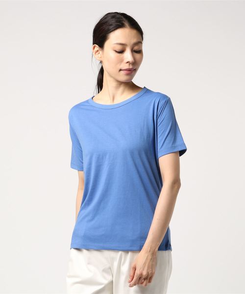 Samansa Mos2 blue（サマンサモスモスブルー）の「ドライ半袖Ｔシャツ（Tシャツ/カットソー・レディース・ブラック/パープル/グレー/オフホワイト/イエロー/ブルー・MEDIUM/LARGE）」の5枚目の写真