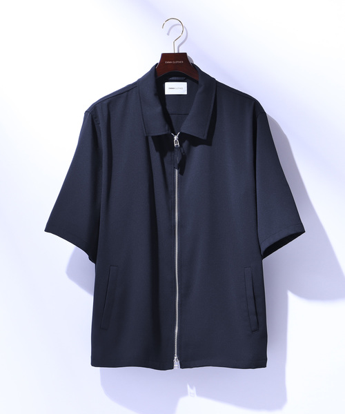 EMMA CLOTHES(エマクローズ)の「Short Sleeve Zip Shirt スイングトップジップシャツ 半袖(シャツ/ブラウス・メンズ・ブラック/ベージュ/ピンク/ネイビー・M/L)」の3枚目の写真