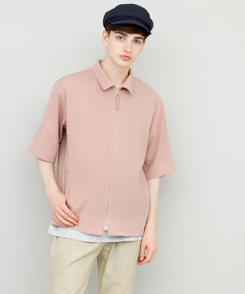EMMA CLOTHES(エマクローズ)の「Short Sleeve Zip Shirt スイングトップジップシャツ 半袖(シャツ/ブラウス・メンズ・ブラック/ベージュ/ピンク/ネイビー・M/L)」の10枚目の写真