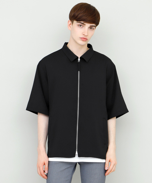 EMMA CLOTHES(エマクローズ)の「Short Sleeve Zip Shirt スイングトップジップシャツ 半袖(シャツ/ブラウス・メンズ・ブラック/ベージュ/ピンク/ネイビー・M/L)」の15枚目の写真