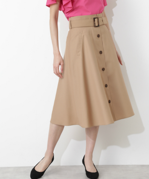 NATURAL BEAUTY BASIC(ナチュラルビューティーベーシック)の「トレンチスカート(スカート・レディース・ネイビー/グリーン/キャメル・SMALL/MEDIUM/X-SMALL)」の4枚目の写真