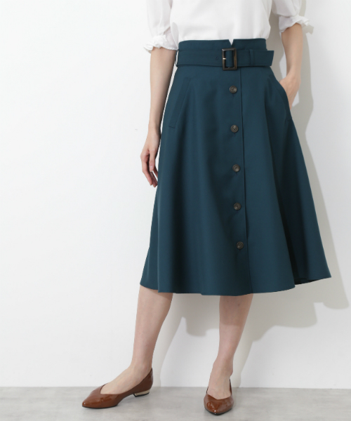 NATURAL BEAUTY BASIC(ナチュラルビューティーベーシック)の「トレンチスカート(スカート・レディース・ネイビー/グリーン/キャメル・SMALL/MEDIUM/X-SMALL)」の5枚目の写真