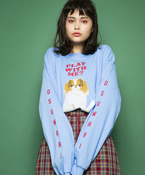 Candy Stripper（キャンディストリッパー）の「OSUWARI L/S TEE（Tシャツ/カットソー・レディース・オフホワイト/ブラック/ライトブルー/ピンク/ブルー系その他・2）」の6枚目の写真