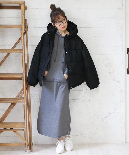 Doula Doula(ドゥーラドゥーラ)の「スウェットロングパーカーワンピ(ワンピース・レディース・ブラック/ネイビー/グレー/ダークグレー・FREE)」の3枚目の写真