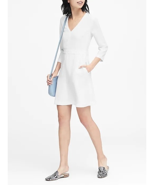 フィット フレアワンピース ワンピース Banana ソリッドvネック ワンピース セール Republic バナナリパブリック のファッション