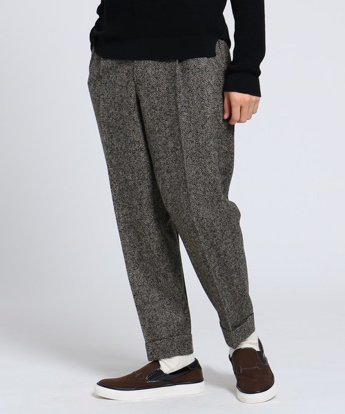 メンズ Moon ツィードヘリンボンパンツ By Fabric セール パンツ Takeo パンツ ツイード Takeo Moon パンツ セットアップ Kikuchi タケオキクチ のファッション