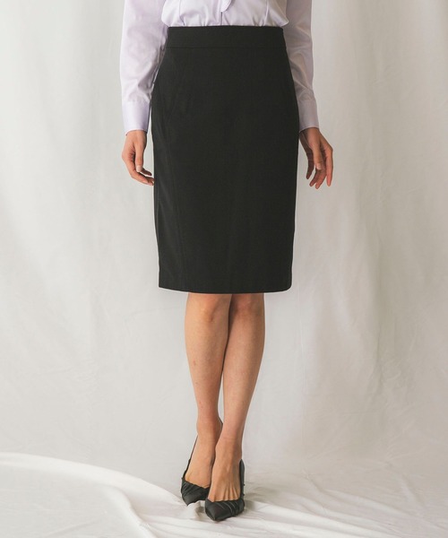 NARACAMICIE(ナラカミーチェ)の「【セットアップスーツ対応】ミラノリブ裏起毛タイトスカート(スカート・レディース・グレー/ブラック・SMALL/MEDIUM/LARGE)」の2枚目の写真
