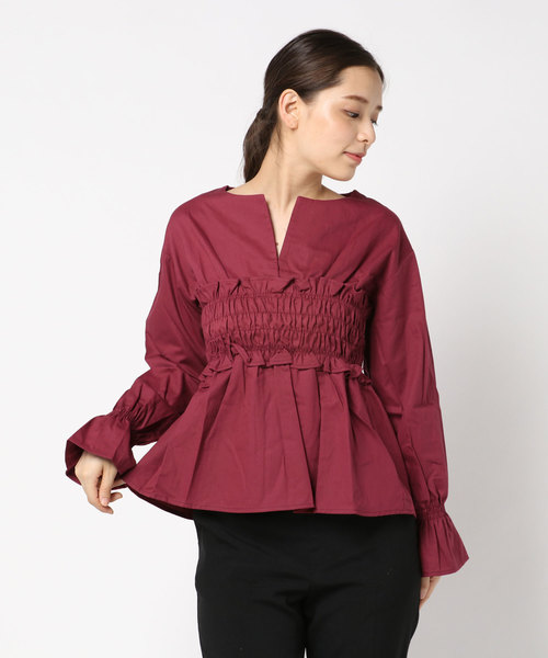 STYLEBLOCK（スタイルブロック）の「綿ツイルシャーリングブラウス（シャツ/ブラウス・レディース・ホワイト/ブラック/オレンジ/バーガンディー・M）」の4枚目の写真