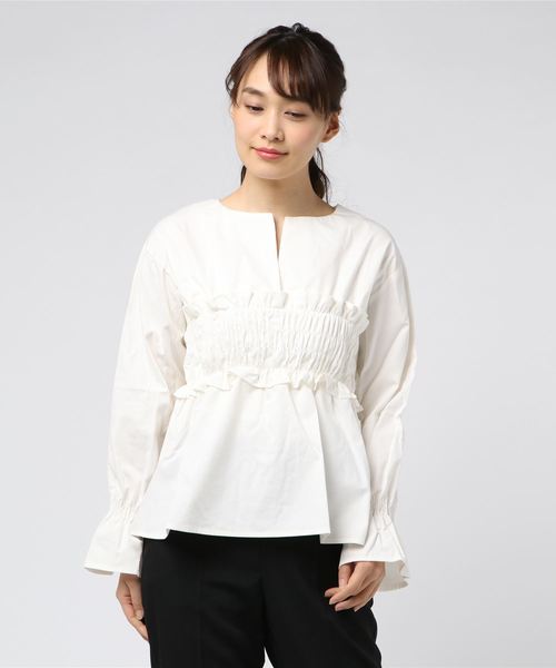 STYLEBLOCK（スタイルブロック）の「綿ツイルシャーリングブラウス（シャツ/ブラウス・レディース・ホワイト/ブラック/オレンジ/バーガンディー・M）」の2枚目の写真