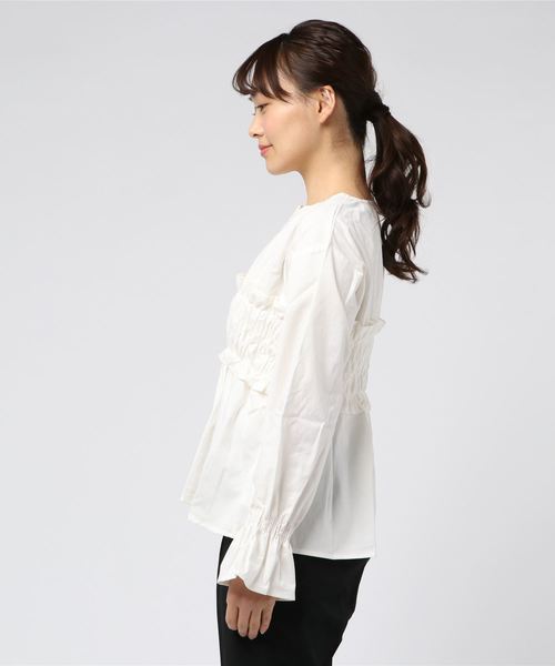 STYLEBLOCK（スタイルブロック）の「綿ツイルシャーリングブラウス（シャツ/ブラウス・レディース・ホワイト/ブラック/オレンジ/バーガンディー・M）」の6枚目の写真