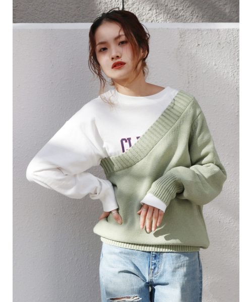 Ungrid(アングリッド)の「ワンショルダーニット(ニット/セーター・レディース・ベージュ/オフホワイト/グリーン・FREE)」の8枚目の写真