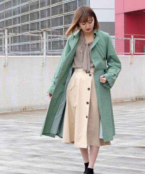 TRUDEA(トルディア)の「サイドプリーツ トレンチスカート(スカート・レディース・ベージュ/ネイビー/イエロー/ブルー/グリーン/ラベンダー・SMALL/MEDIUM/LARGE)」の15枚目の写真