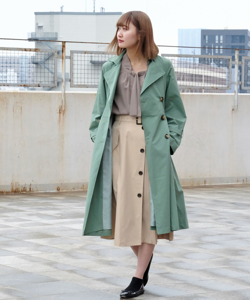 TRUDEA(トルディア)の「サイドプリーツ トレンチスカート(スカート・レディース・ベージュ/ネイビー/イエロー/ブルー/グリーン/ラベンダー・SMALL/MEDIUM/LARGE)」の16枚目の写真