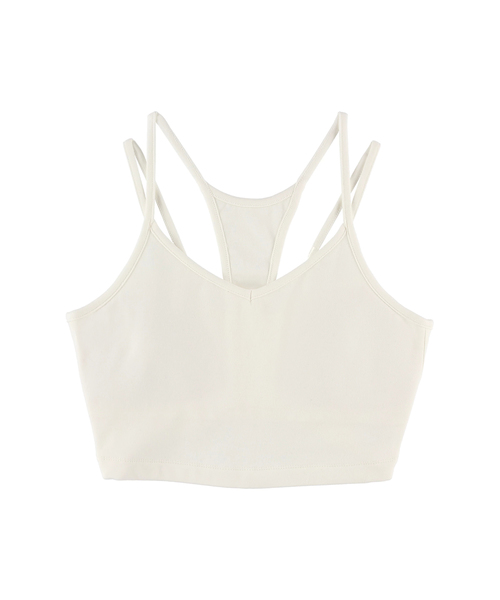 ALEXIA STAM(アリシアスタン)の「Back Design Cropped Top/バックデザインキャミソール(Tシャツ/カットソー・レディース・ホワイト/ベージュ/カーキ・FREE)」の5枚目の写真