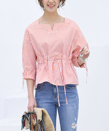 Luz Llena | ストライプキーネックブラウス(シャツ/ブラウス)