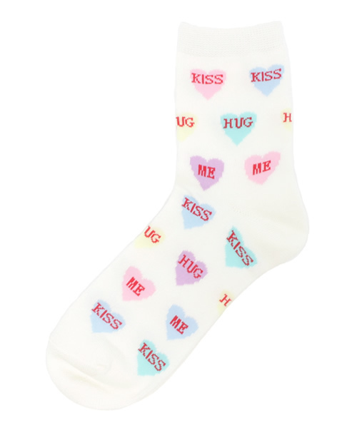 WEGO（ウィゴー）の「WEGO/ハートロゴ総柄ソックス（ソックス/靴下・レディース・その他1/その他2/その他3・FREE）」の2枚目の写真