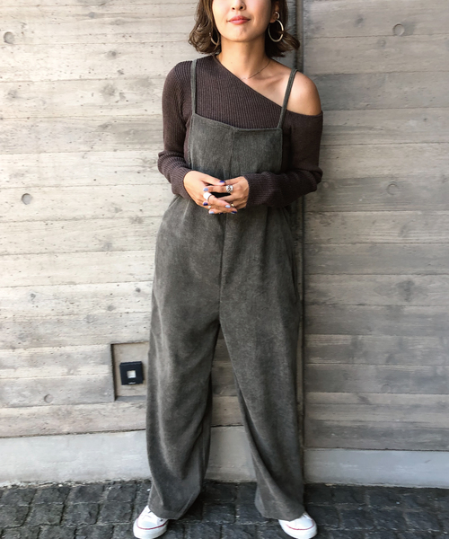 meJane(ミージェーン)の「コーデュロイ/後ろリボンオーバーオール(サロペット/オーバーオール・レディース・キャメル/カーキ/ブラック/ダークブラウン/アイボリー/ベージュ・FREE)」の21枚目の写真