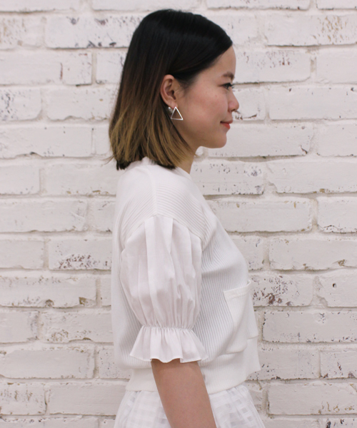 mystic（ミスティック）の「布帛パフスリーブプルオーバー（Tシャツ/カットソー・レディース・ブラック/ベージュ/グレー/オフホワイト・ﾌﾘ-）」の17枚目の写真