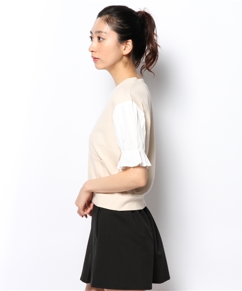 mystic（ミスティック）の「布帛パフスリーブプルオーバー（Tシャツ/カットソー・レディース・ブラック/ベージュ/グレー/オフホワイト・ﾌﾘ-）」の10枚目の写真