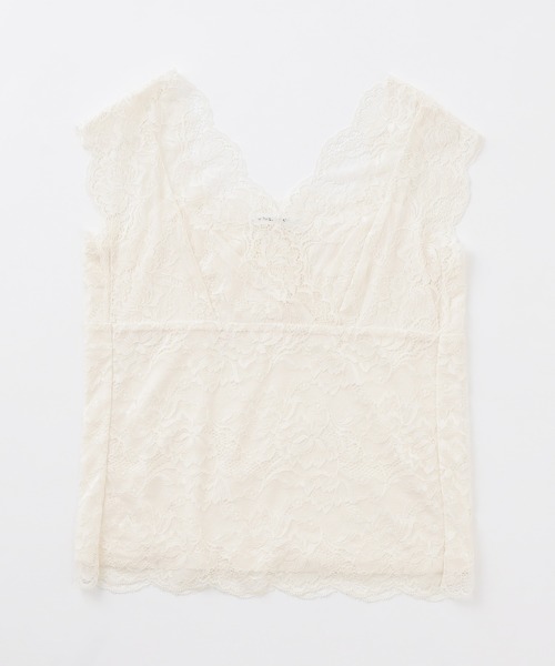 natural couture（ナチュラルクチュール）の「【WEB限定】前後2WAY総レースインナー（タンクトップ・レディース・オフホワイト/ブラック/モカ/ミント/ピンクベージュ/グレイッシュベージュ・FREE）」の2枚目の写真