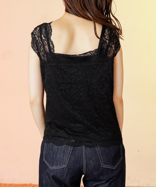 natural couture（ナチュラルクチュール）の「【WEB限定】前後2WAY総レースインナー（タンクトップ・レディース・オフホワイト/ブラック/モカ/ミント/ピンクベージュ/グレイッシュベージュ・FREE）」の13枚目の写真