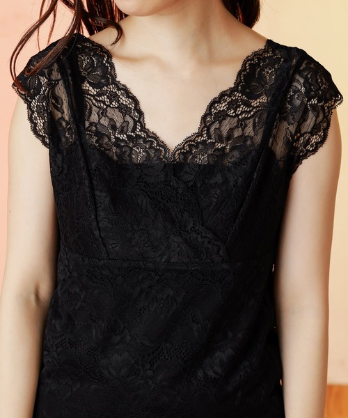 natural couture（ナチュラルクチュール）の「【WEB限定】前後2WAY総レースインナー（タンクトップ・レディース・オフホワイト/ブラック/モカ/ミント/ピンクベージュ/グレイッシュベージュ・FREE）」の10枚目の写真