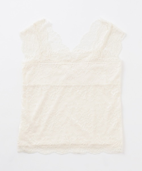 natural couture（ナチュラルクチュール）の「【WEB限定】前後2WAY総レースインナー（タンクトップ・レディース・オフホワイト/ブラック/モカ/ミント/ピンクベージュ/グレイッシュベージュ・FREE）」の9枚目の写真