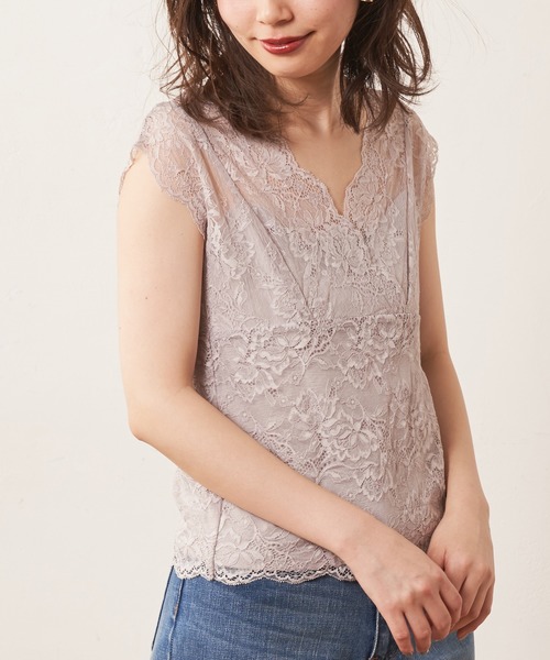 natural couture（ナチュラルクチュール）の「【WEB限定】前後2WAY総レースインナー（タンクトップ・レディース・オフホワイト/ブラック/モカ/ミント/ピンクベージュ/グレイッシュベージュ・FREE）」の17枚目の写真