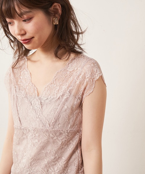 natural couture（ナチュラルクチュール）の「【WEB限定】前後2WAY総レースインナー（タンクトップ・レディース・オフホワイト/ブラック/モカ/ミント/ピンクベージュ/グレイッシュベージュ・FREE）」の22枚目の写真