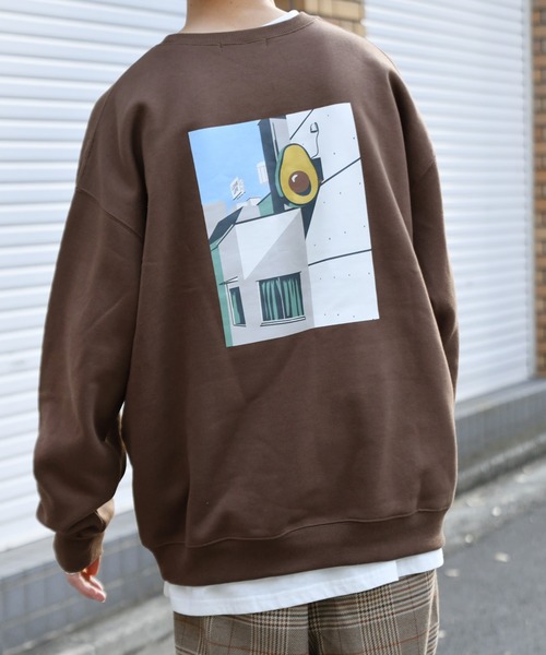 kutir(クティール)の「裏起毛アボカドプリントスウェット(Tシャツ/カットソー・メンズ・ライトブラウン/ブラック/ホワイト・LARGE/MEDIUM)」の3枚目の写真