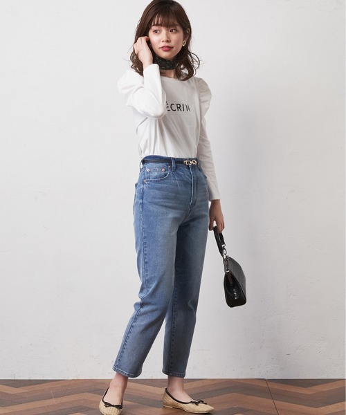 natural couture（ナチュラルクチュール）の「ビットベルト付きストレッチデニム（デニムパンツ・レディース・インディゴブルー/ブルー・S/M）」の7枚目の写真