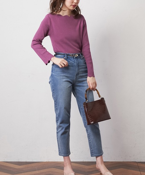 natural couture（ナチュラルクチュール）の「ビットベルト付きストレッチデニム（デニムパンツ・レディース・インディゴブルー/ブルー・S/M）」の13枚目の写真