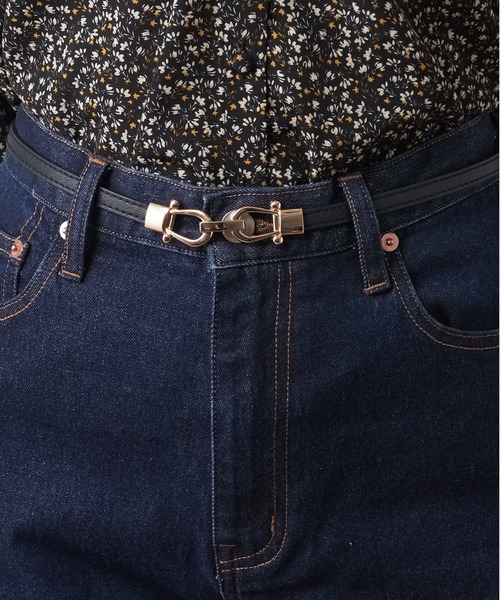 natural couture（ナチュラルクチュール）の「ビットベルト付きストレッチデニム（デニムパンツ・レディース・インディゴブルー/ブルー・S/M）」の18枚目の写真